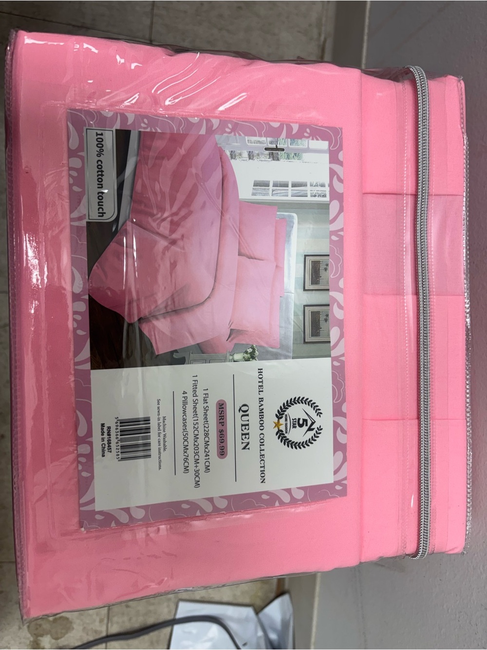 2500-Thread Queen Sheet Set - Pink - Picture 2 of 2